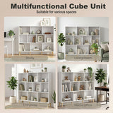 Wooden Bookcase 140cm Wide With 10 Compartments - Velmora