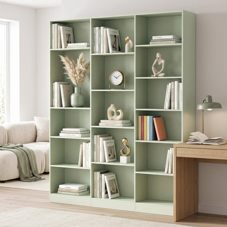 Wooden Bookcase 149cm Wide With 17 Compartments - Velmora
