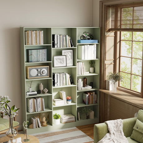 Wooden Bookcase 149cm Wide With 17 Compartments - Velmora