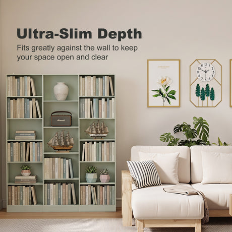 Wooden Bookcase 149cm Wide With 17 Compartments - Velmora