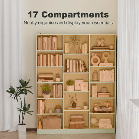 Wooden Bookcase 149cm Wide With 17 Compartments - Velmora
