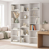 Wooden Bookcase 149cm Wide With 17 Compartments - Velmora