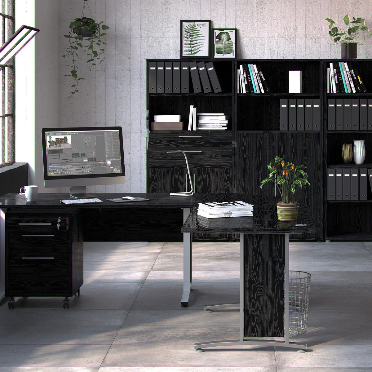 Wooden Bookcase With 2 Doors And 1 Open Shelf - Prima