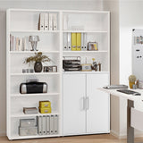 Wooden Bookcase With 2 Doors And 4 Open Shelves - Prima