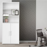 Wooden Bookcase With 2 Doors And 4 Open Shelves - Prima