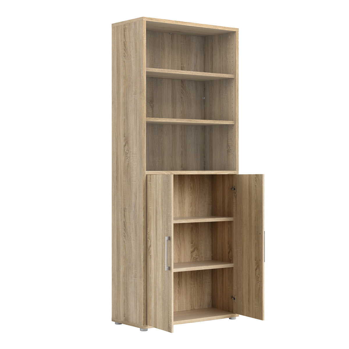 Wooden Bookcase With 2 Doors And 4 Open Shelves - Prima