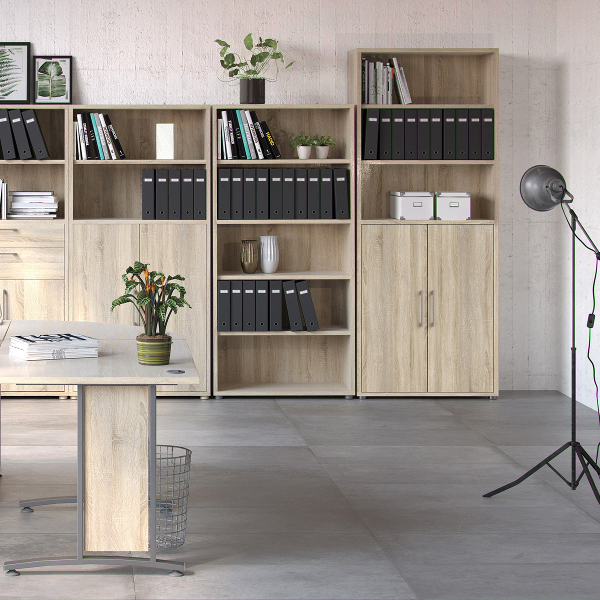 Wooden Bookcase With 2 Doors And 4 Open Shelves - Prima