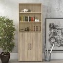 Wooden Bookcase With 2 Doors And 4 Open Shelves - Prima