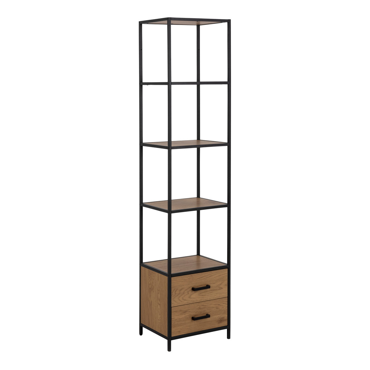 Wooden Bookcase With 2 Drawers And 3 Shelves - Seaford