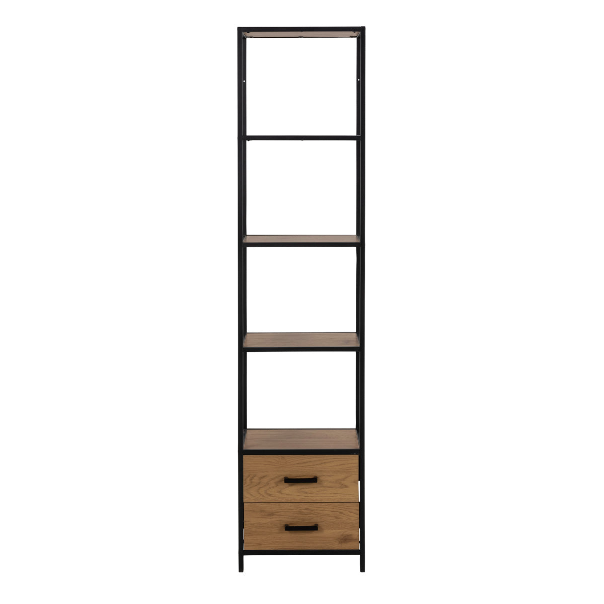 Wooden Bookcase With 2 Drawers And 3 Shelves - Seaford