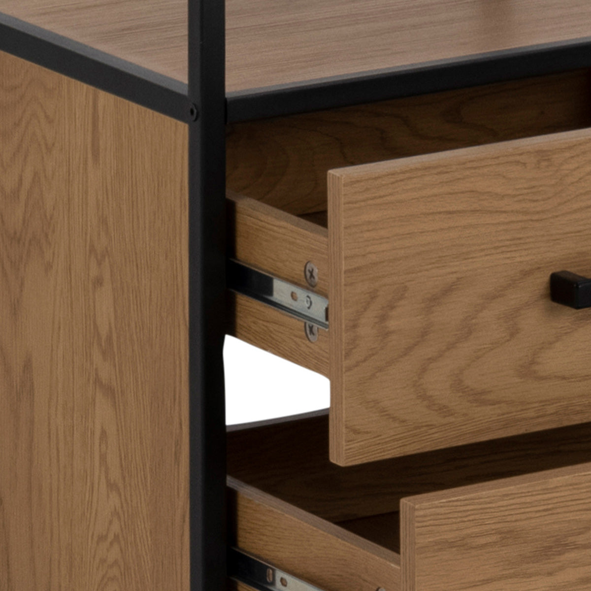 Wooden Bookcase With 2 Drawers And 3 Shelves - Seaford