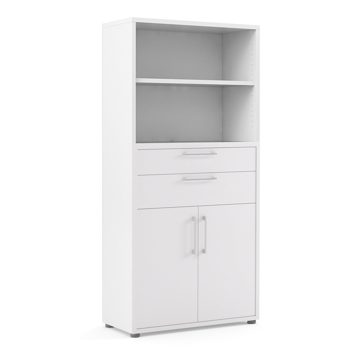 Wooden Bookcase With 2 Open Shelves 2 Doors And 2 Drawers - Prima