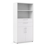 Wooden Bookcase With 2 Open Shelves 2 Doors And 2 Drawers - Prima