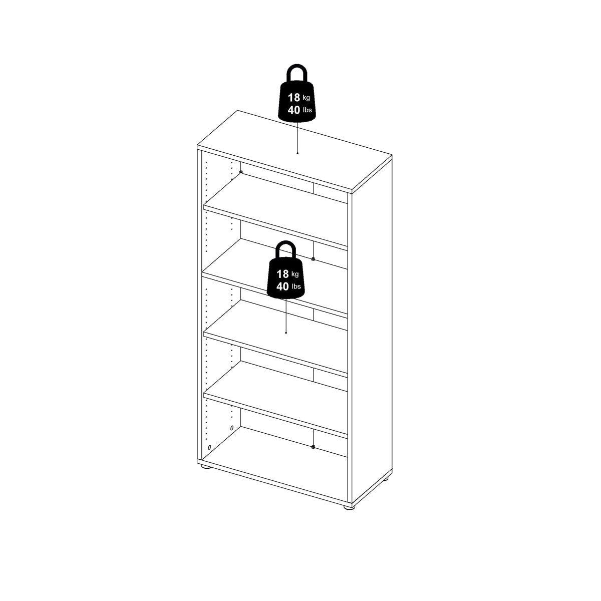 Wooden Bookcase With 2 Open Shelves 2 Doors And 2 Drawers - Prima