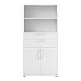 Wooden Bookcase With 2 Open Shelves 2 Doors And 2 Drawers - Prima