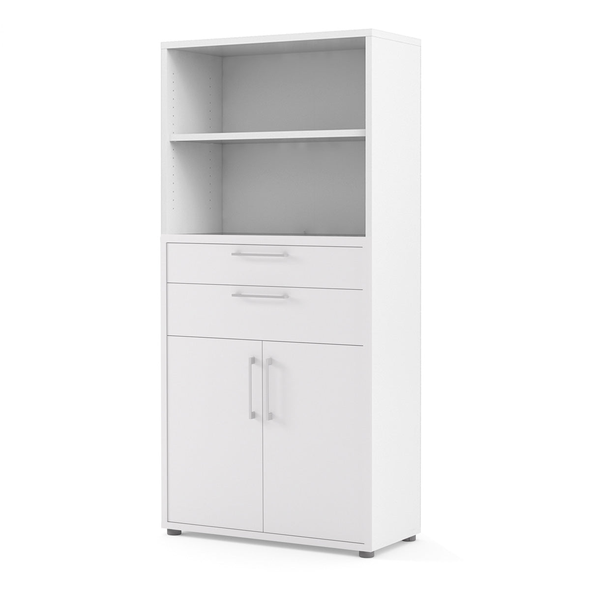 Wooden Bookcase With 2 Open Shelves 2 Doors And 2 Drawers - Prima