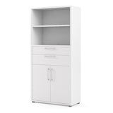 Wooden Bookcase With 2 Open Shelves 2 Doors And 2 Drawers - Prima