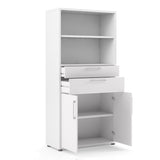 Wooden Bookcase With 2 Open Shelves 2 Doors And 2 Drawers - Prima