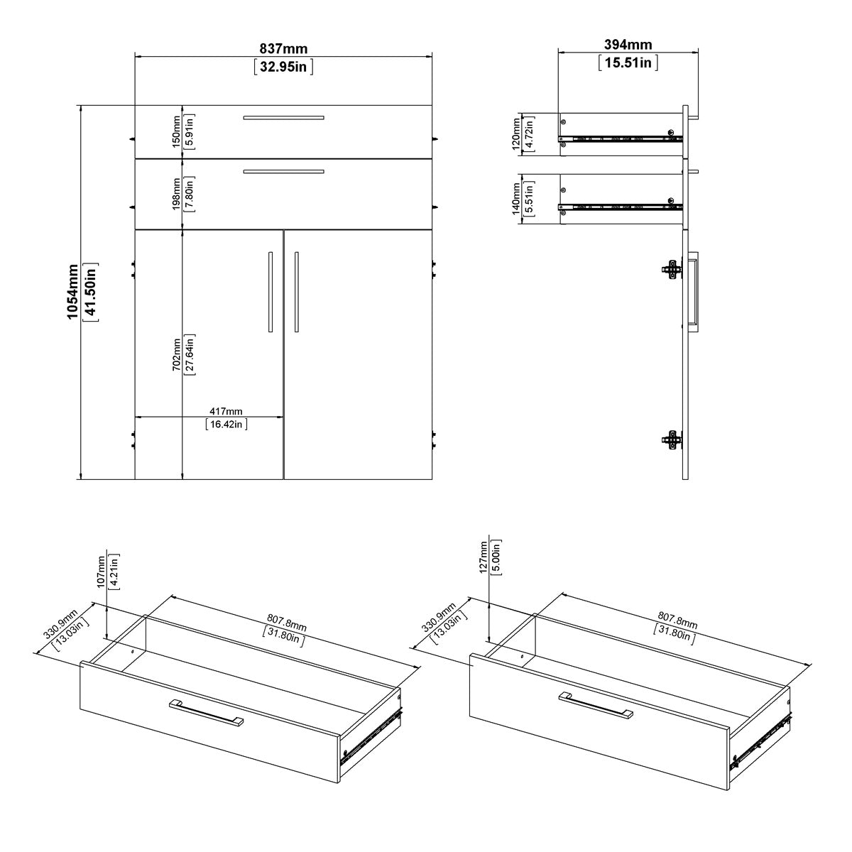 Wooden Bookcase With 2 Open Shelves 2 Doors And 2 Drawers - Prima