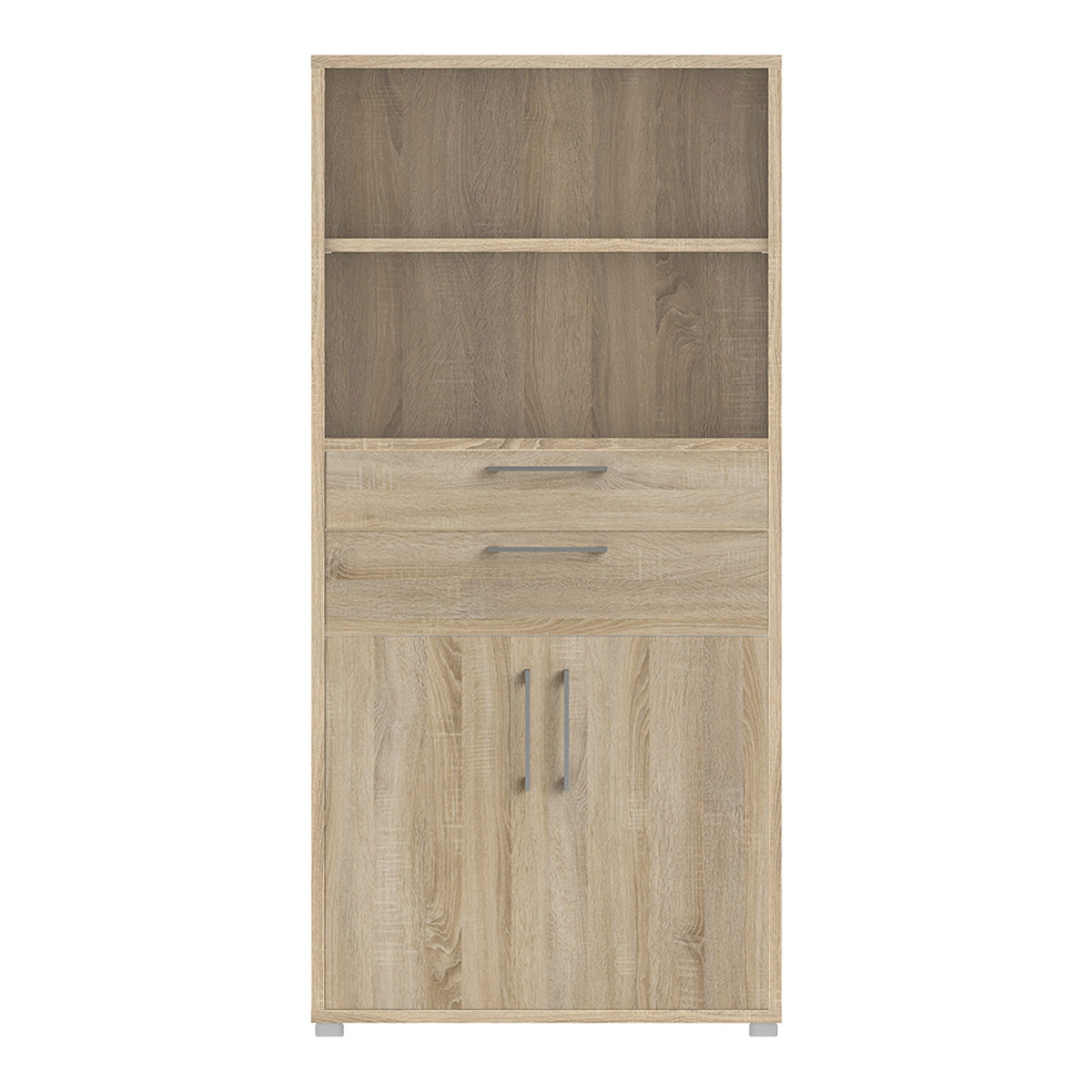 Wooden Bookcase With 2 Open Shelves 2 Doors And 2 Drawers - Prima