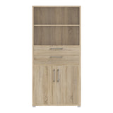 Wooden Bookcase With 2 Open Shelves 2 Doors And 2 Drawers - Prima