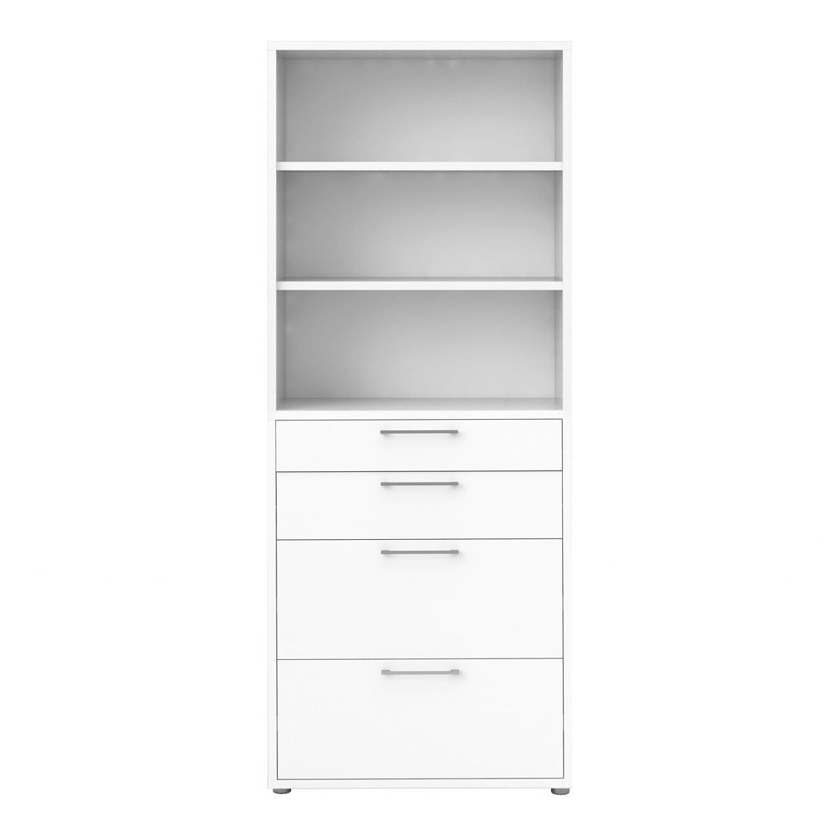 Wooden Bookcase With 2 Open Shelves 2 Drawers And 2 File Drawers - Prima