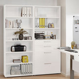 Wooden Bookcase With 2 Open Shelves 2 Drawers And 2 File Drawers - Prima