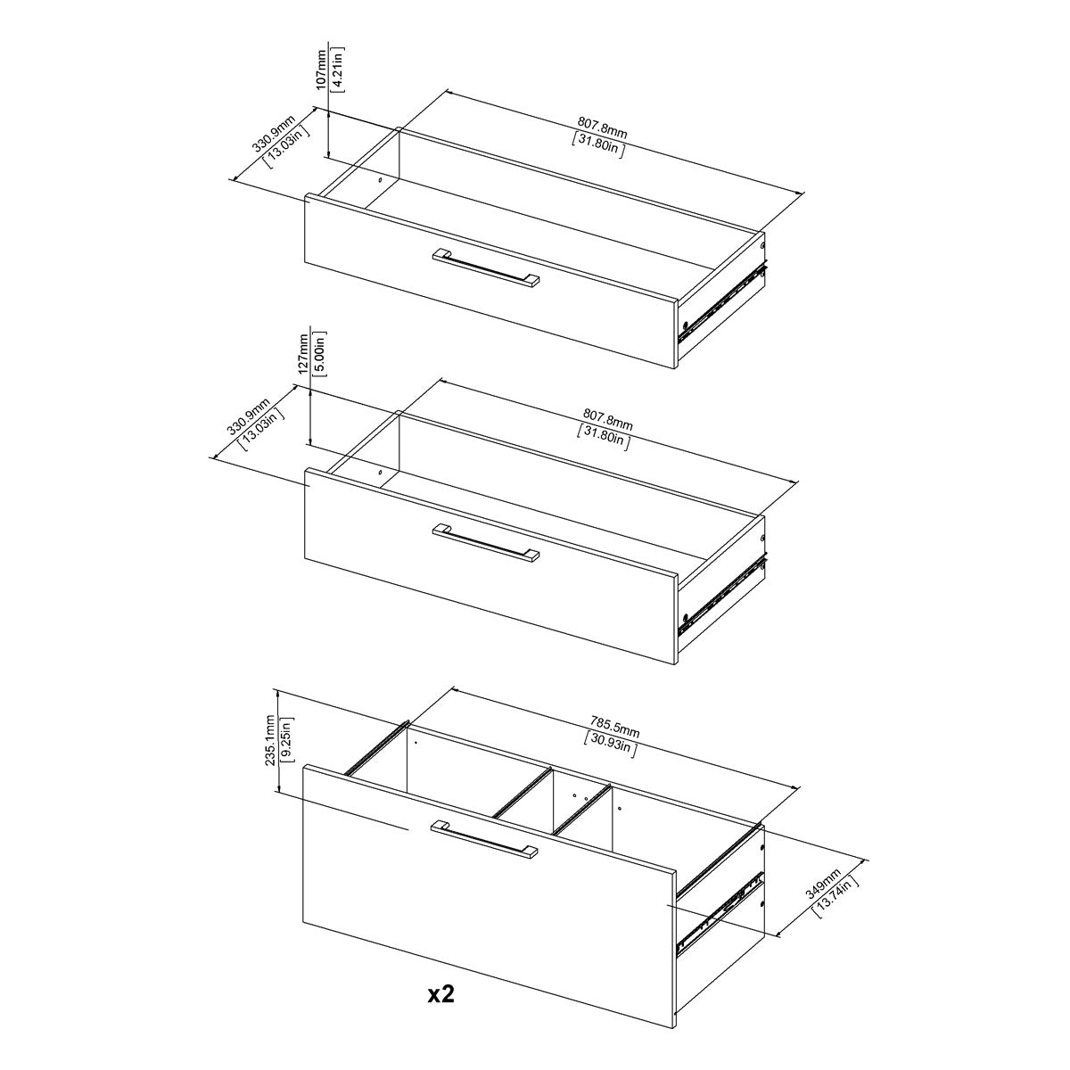 Wooden Bookcase With 2 Open Shelves 2 Drawers And 2 File Drawers - Prima