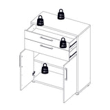 Wooden Bookcase With 3 Open Shelves 2 Doors And 2 Drawers - Prima