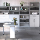 Wooden Bookcase With 3 Open Shelves 2 Doors And 2 Drawers - Prima