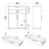 Wooden Bookcase With 3 Open Shelves 2 Doors And 2 Drawers - Prima