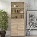 Wooden Bookcase With 3 Open Shelves 2 Doors And 2 Drawers - Prima