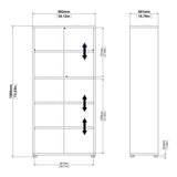 Wooden Bookcase With 4 Open Shelves - Prima
