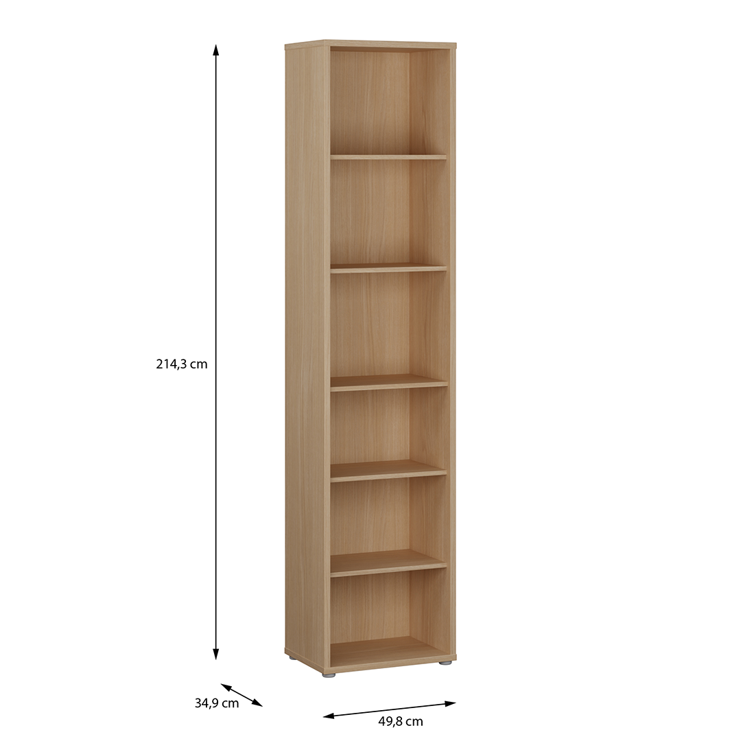 Wooden Bookcase With 5 Shelves Tall And Narrow - Alice Springs