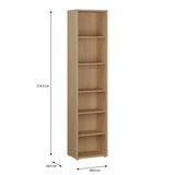 Wooden Bookcase With 5 Shelves Tall And Narrow - Alice Springs