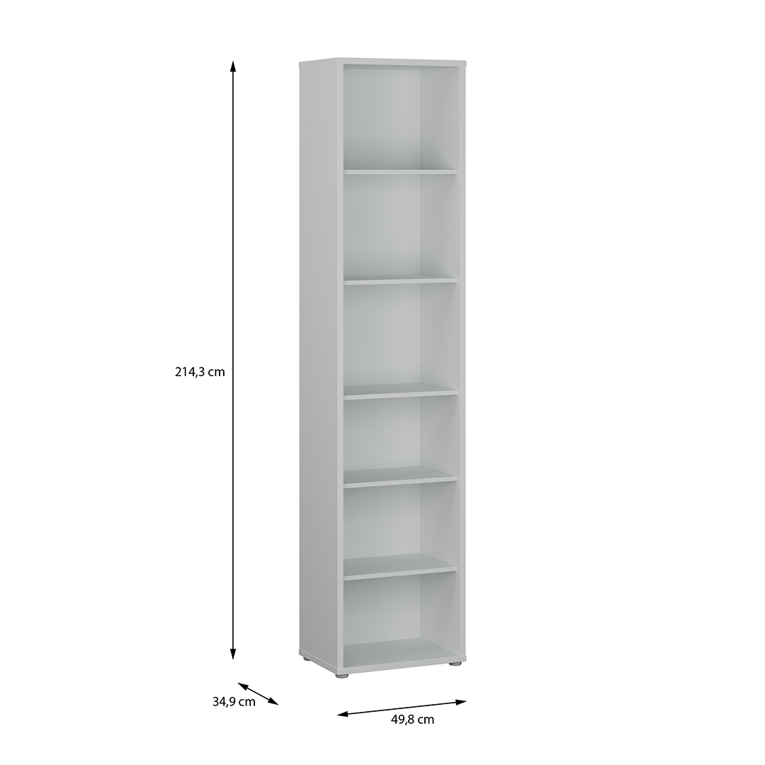 Wooden Bookcase With 5 Shelves Tall And Narrow - Alice Springs