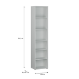 Wooden Bookcase With 5 Shelves Tall And Narrow - Alice Springs