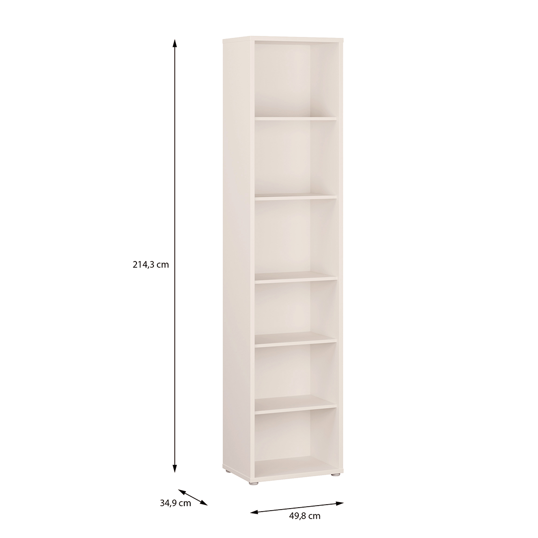 Wooden Bookcase With 5 Shelves Tall And Narrow - Alice Springs