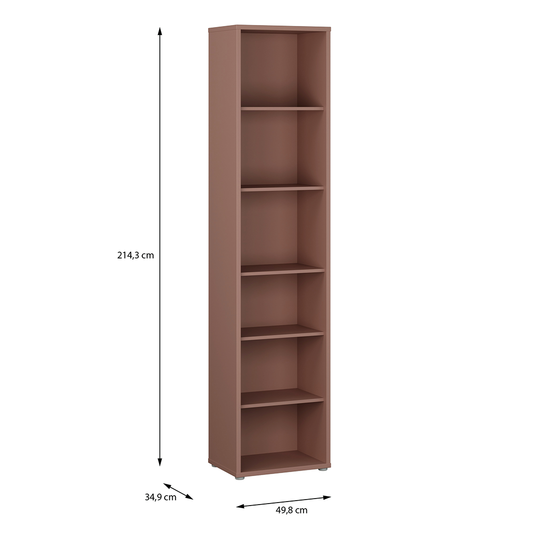 Wooden Bookcase With 5 Shelves Tall And Narrow - Alice Springs