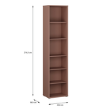 Wooden Bookcase With 5 Shelves Tall And Narrow - Alice Springs