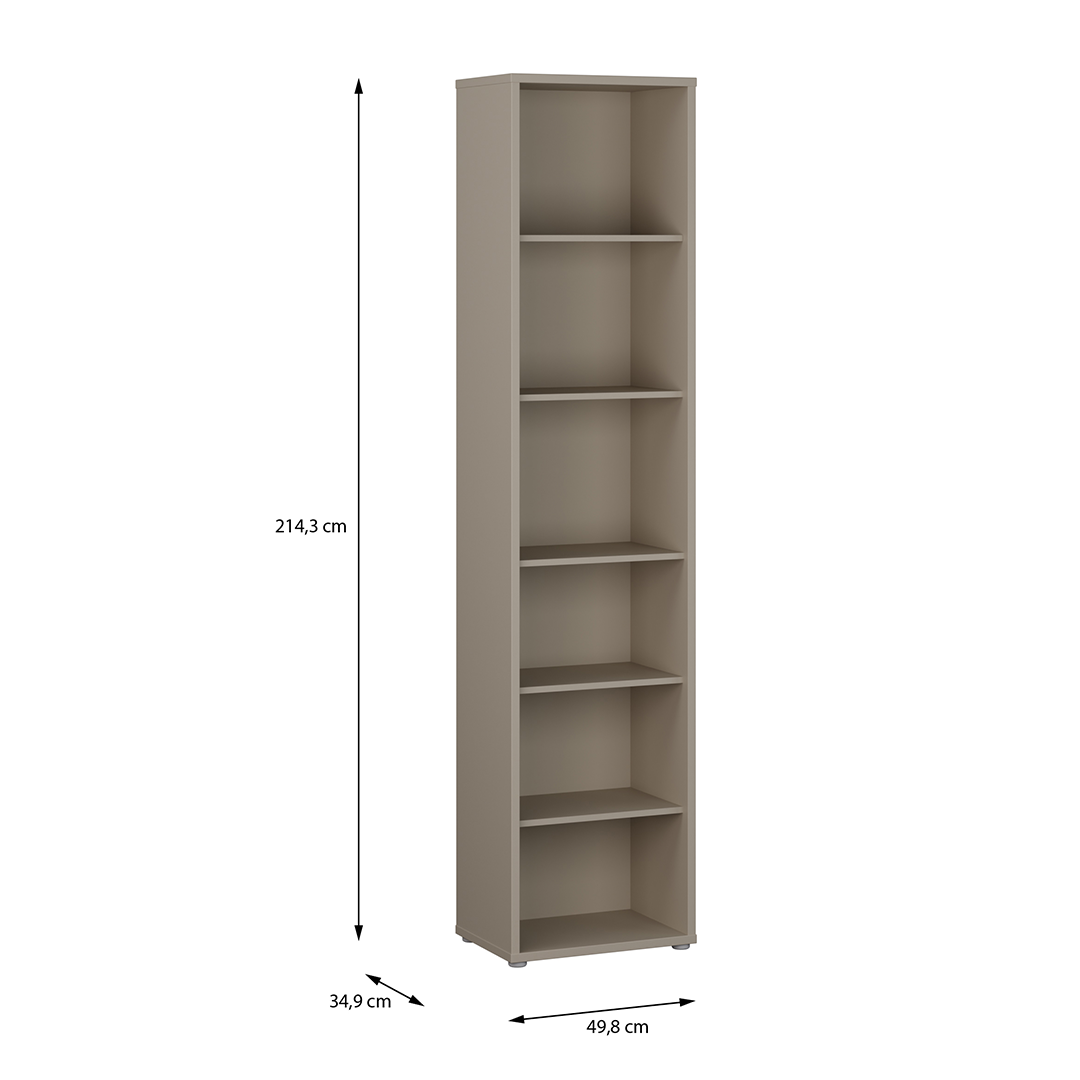 Wooden Bookcase With 5 Shelves Tall And Narrow - Alice Springs