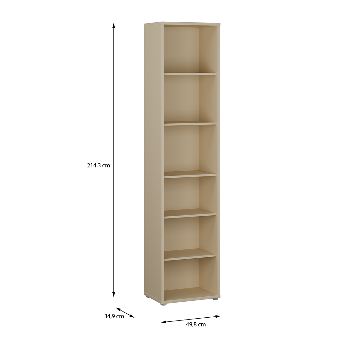 Wooden Bookcase With 5 Shelves Tall And Narrow - Alice Springs