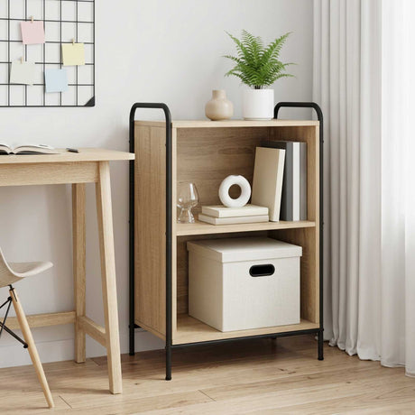 Wooden Bookcase 55.5cm Wide With 1 Shelf And Steel Frame - Vantage Home