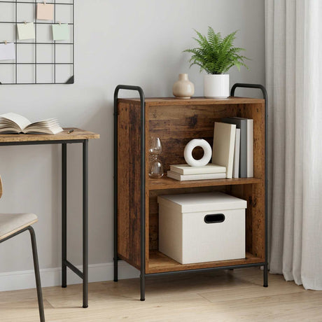 Wooden Bookcase 55.5cm Wide With 1 Shelf And Steel Frame - Vantage Home