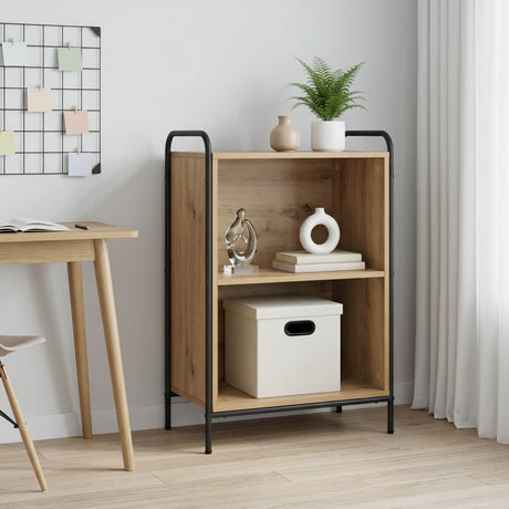 Wooden Bookcase 55.5cm Wide With 1 Shelf And Steel Frame - Vantage Home
