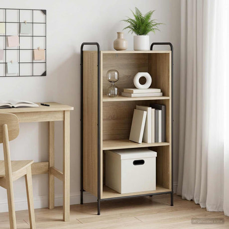 Wooden Bookcase 55.5cm Wide With 2 Shelves And Steel Frame - Vantage Home