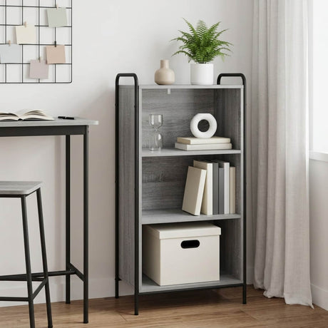 Wooden Bookcase 55.5cm Wide With 2 Shelves And Steel Frame - Vantage Home