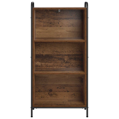 Wooden Bookcase 55.5cm Wide With 2 Shelves And Steel Frame - Vantage Home
