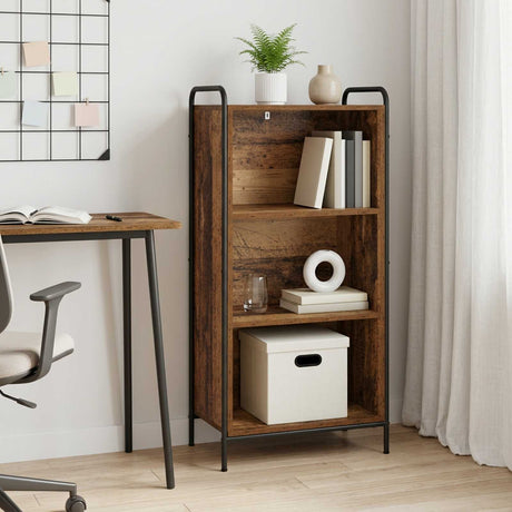 Wooden Bookcase 55.5cm Wide With 2 Shelves And Steel Frame - Vantage Home