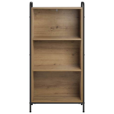 Wooden Bookcase 55.5cm Wide With 2 Shelves And Steel Frame - Vantage Home
